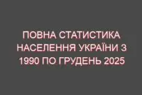 Повна статистика населення України з 1990 по грудень 2025 року + прогнози до 2030